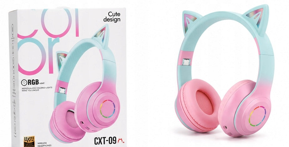 Wireless Headphones for Kids Pink Cat Ears Bluetooth Manufacturer code SŁUCHAWKI BEZPRZEWODOWE DLA DZIECI KOCIE USZY