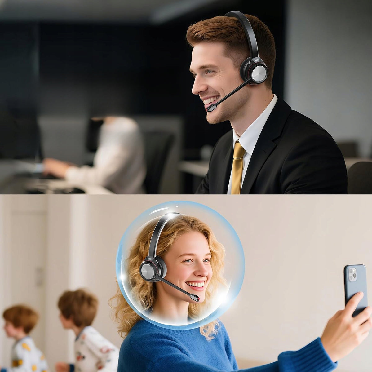 Wireless Headphones with Bluetooth 5.2 Microphone for Office Computer Brand no brand