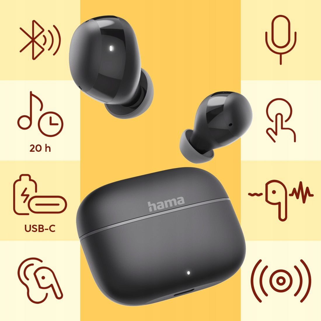 Wireless In-Ear Headphones Hama Freedom Buddy II black microphone Packaging status original