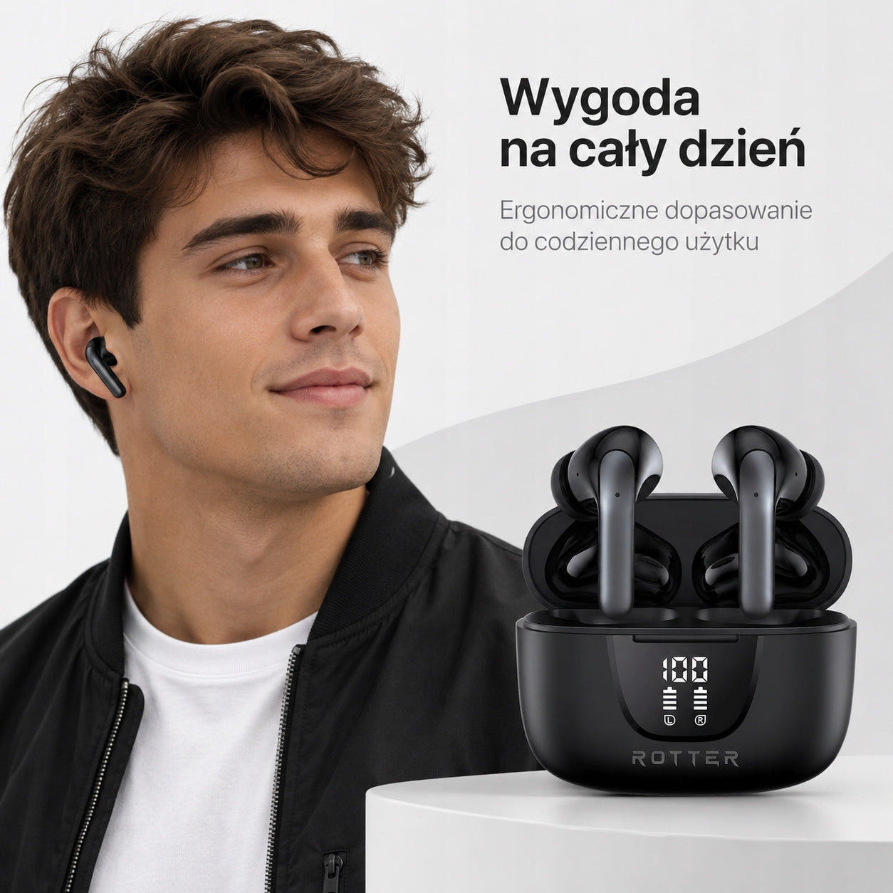 Wireless In-Ear Headphones ROTTER Wireless Earbuds Bluetooth USB-C Black Manufacturer code S42