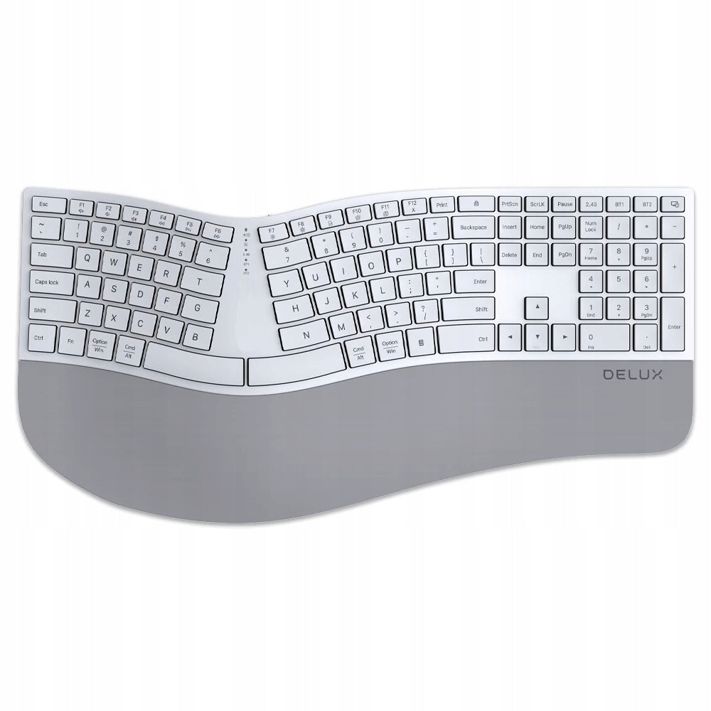 Wireless Keyboard Ergonomic USB-C Delux Bluetooth USB white