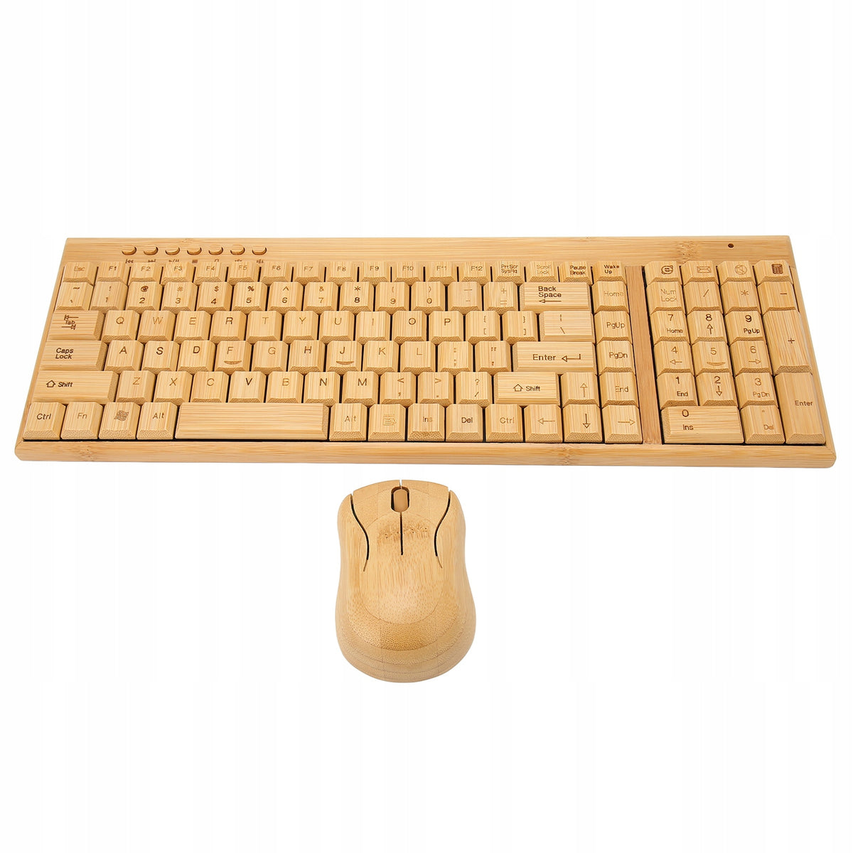 Wireless Keyboard Mouse Bamboo Wood Creati