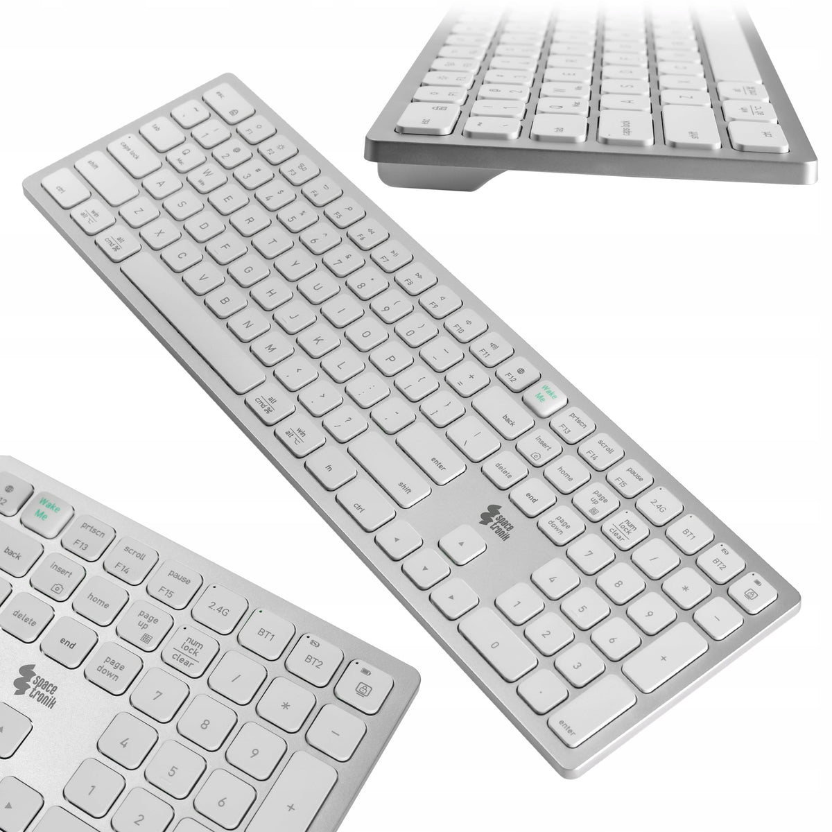 Wireless Keyboard THIN Scissor 2.4G Bluetooth Spacetronik white