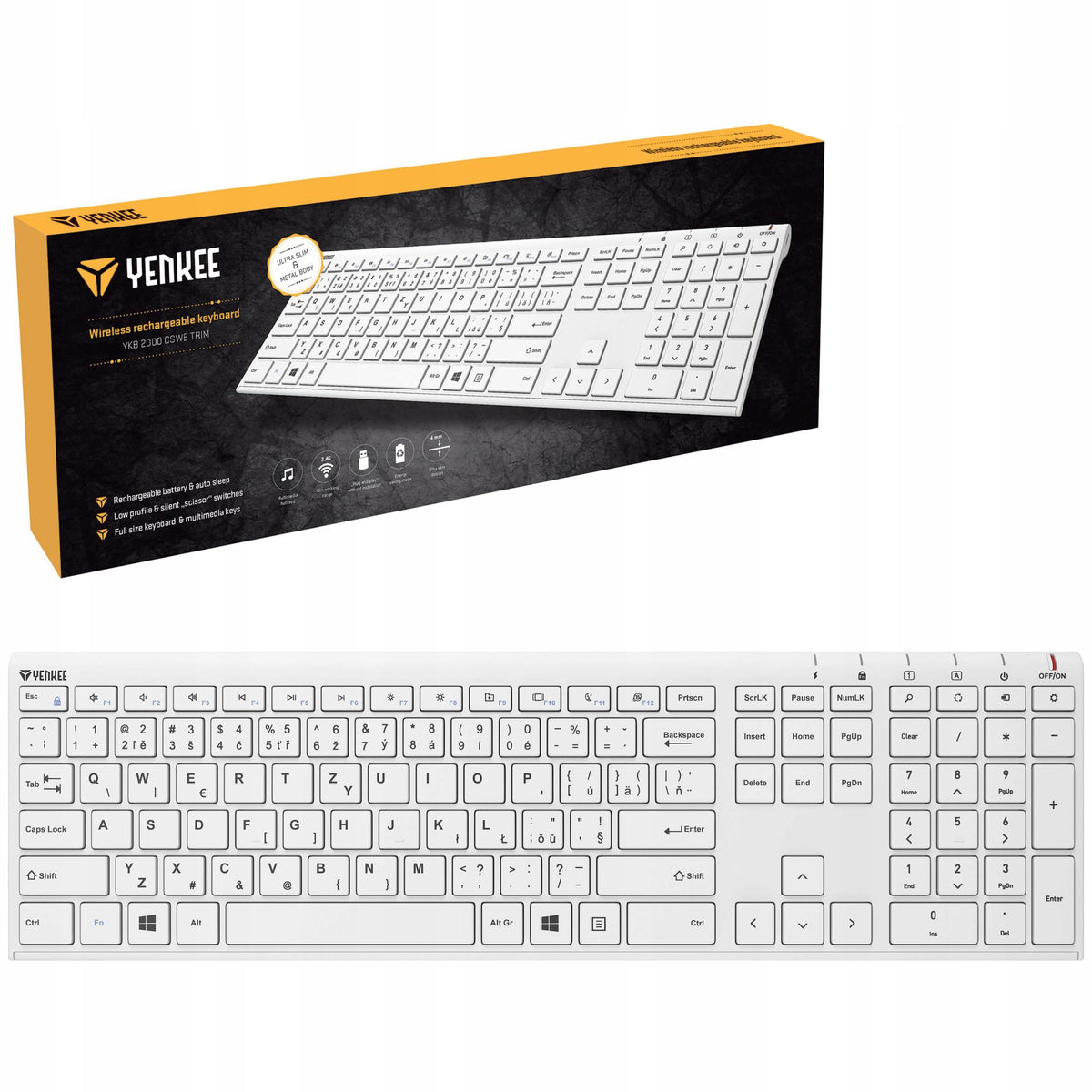 Wireless Keyboard White Yenkee YKB 2000 CSWE WL