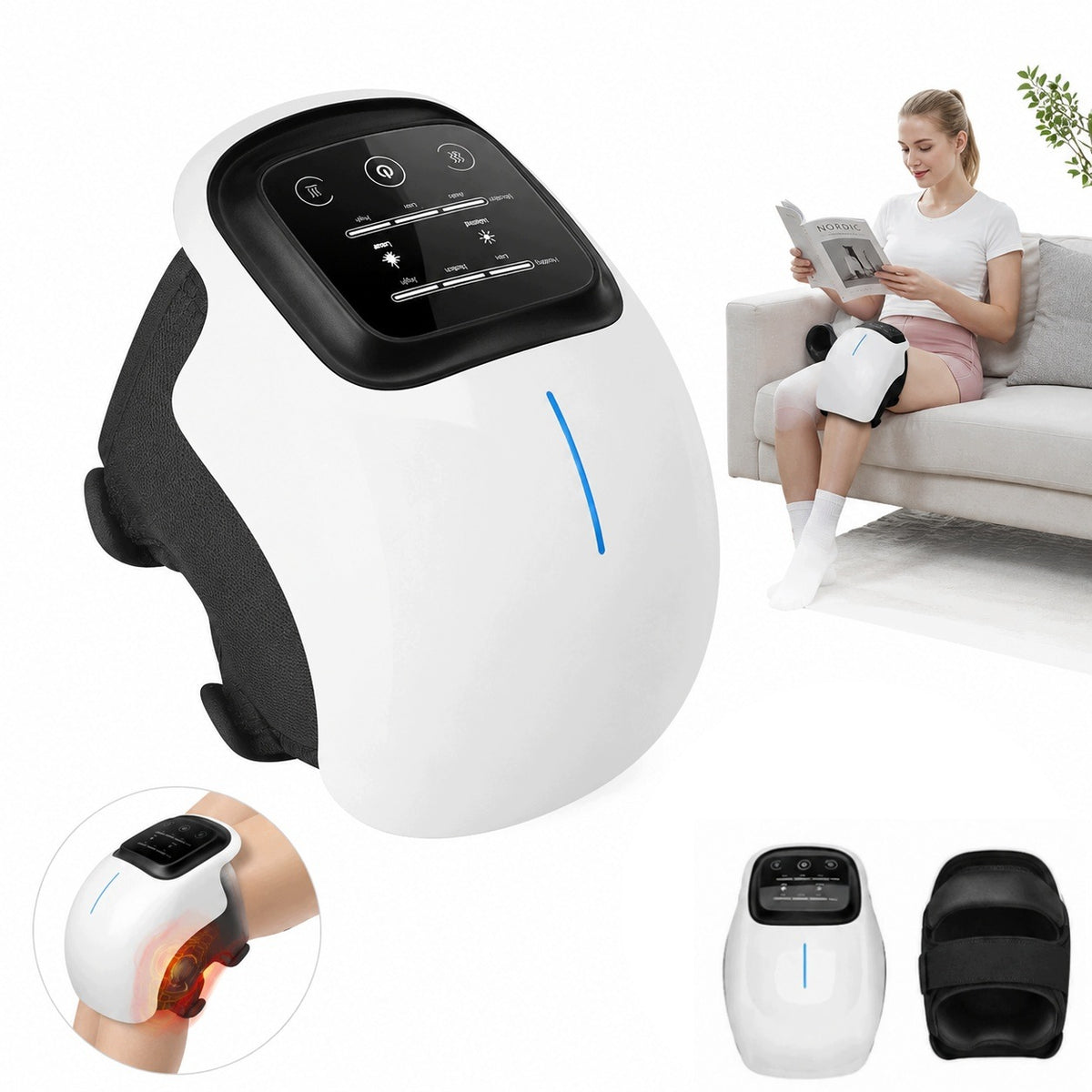 Wireless Knee Massager with Infrared, Vibration and Laser, USB-C
