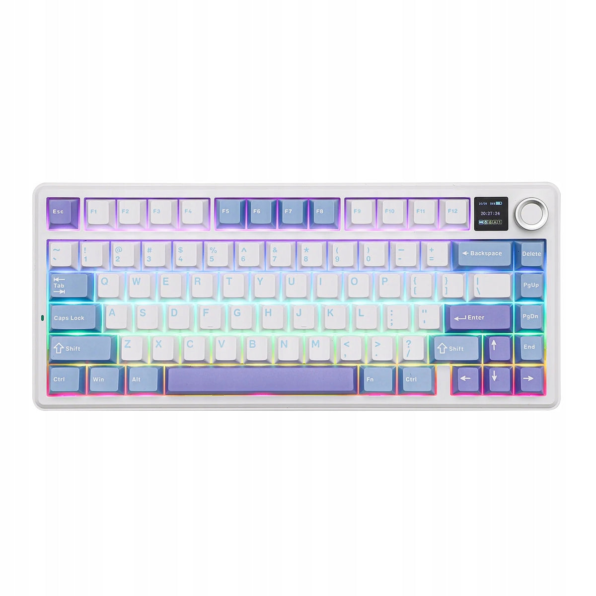 Wireless Mechanical Keyboard AULA F75 MAX TFT Screen White + Blue Packaging status original