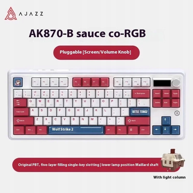 Wireless Mechanical Keyboard Ajazz Ak870 Pro Tri-Mode- B sauce co