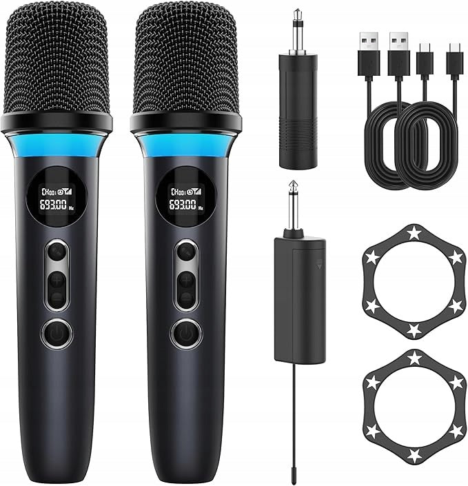 Wireless Microphone, Dual Handheld Microphone System 2 Pieces