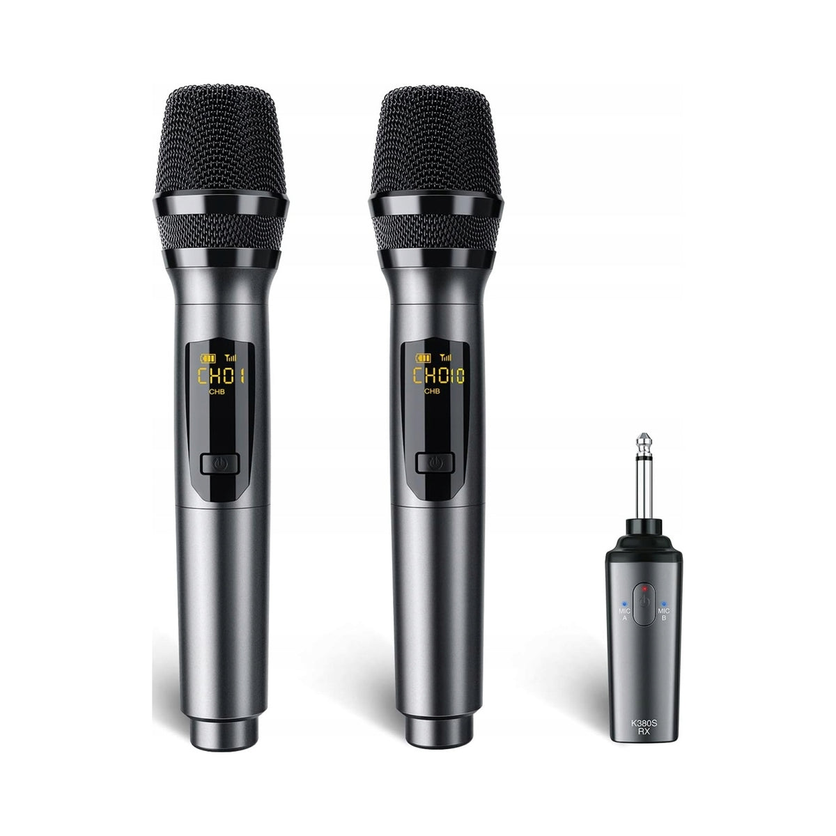 Wireless Microphone Set 2x for Karaoke Singing USB-C LEKATO
