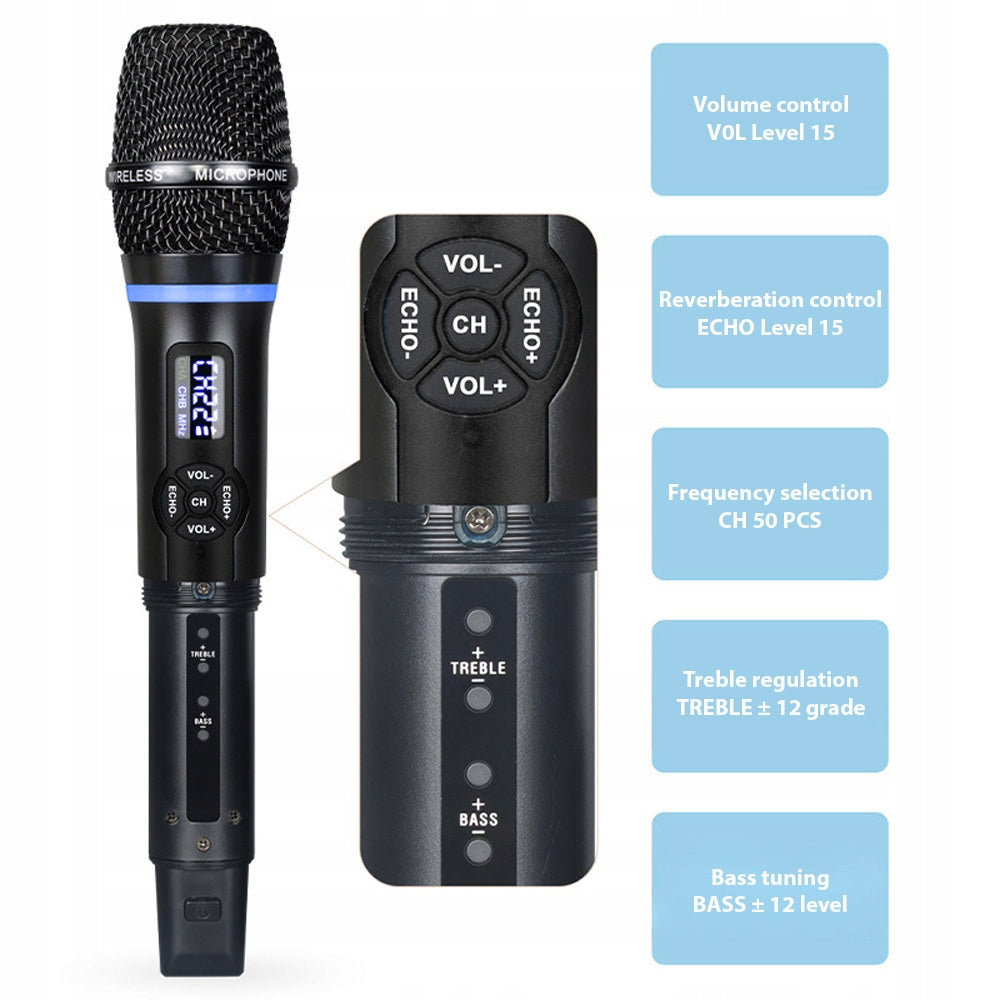 Wireless Microphone System Receiver with T9 Handheld Microphone Batteries included no
