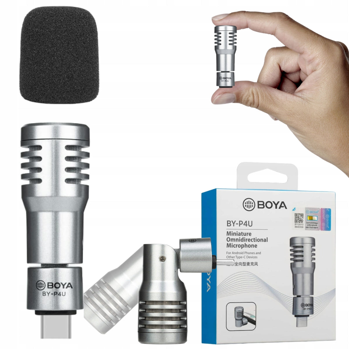Wireless Mini USB-C Microphone, Omnidirectional Boya BY-P4U - Silver