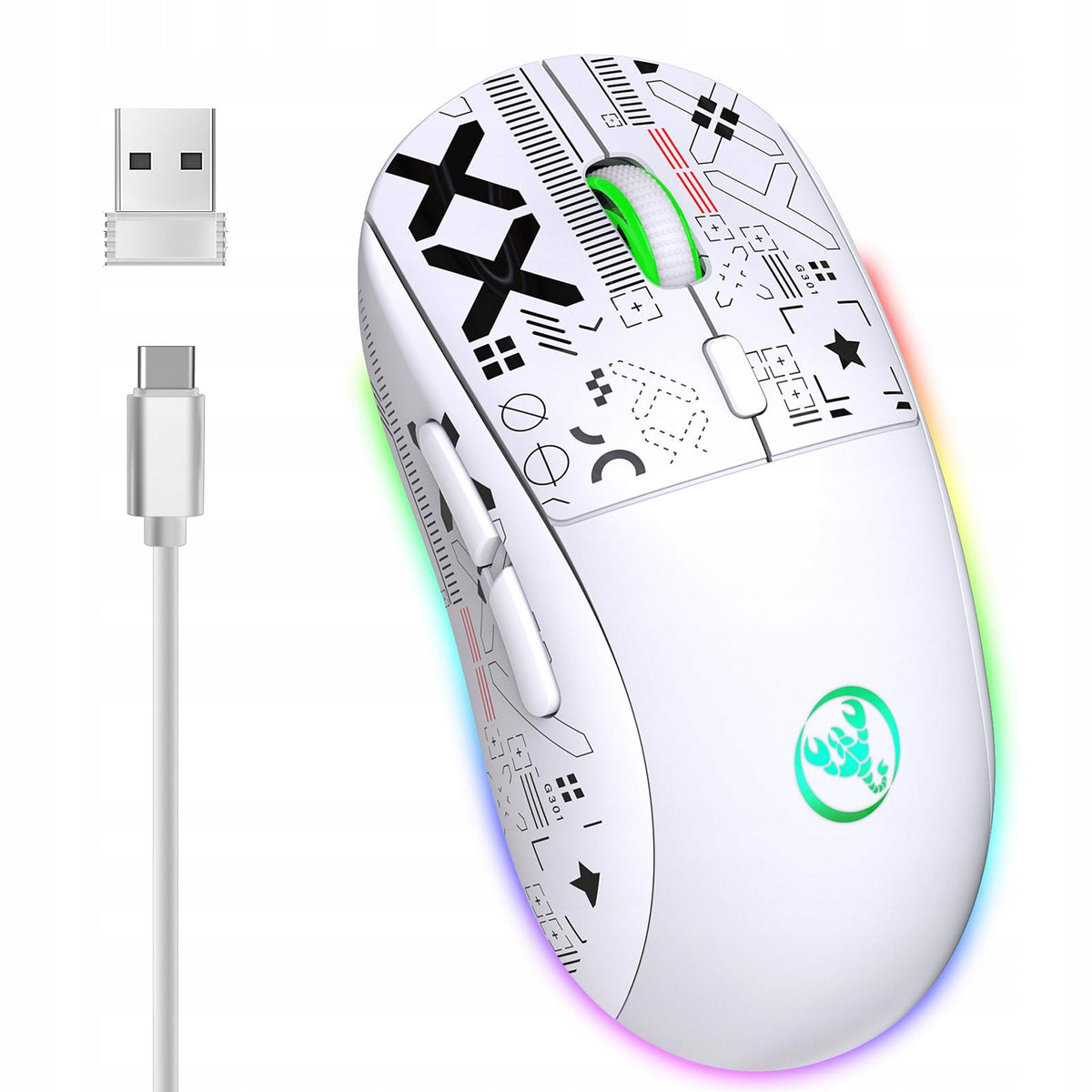 Wireless Mouse 3 Modes (Dual BT + USB) Cordless Portable 5 Adjustable DPI