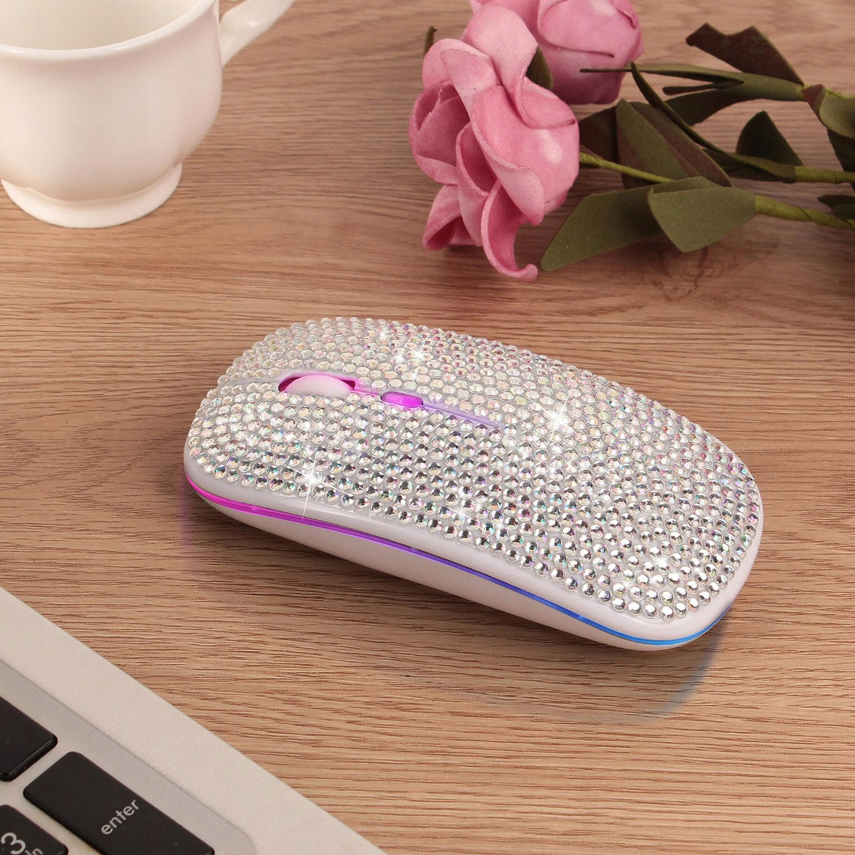Wireless Mouse Bluetooth 5..4G Rechargeable silver Color transparent