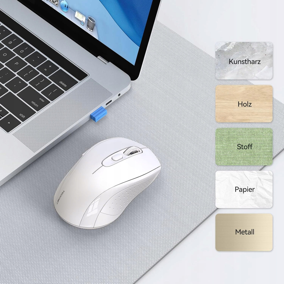 Wireless Mouse For Computer Bluetooth/2.4GHz White Manufacturer code 73447