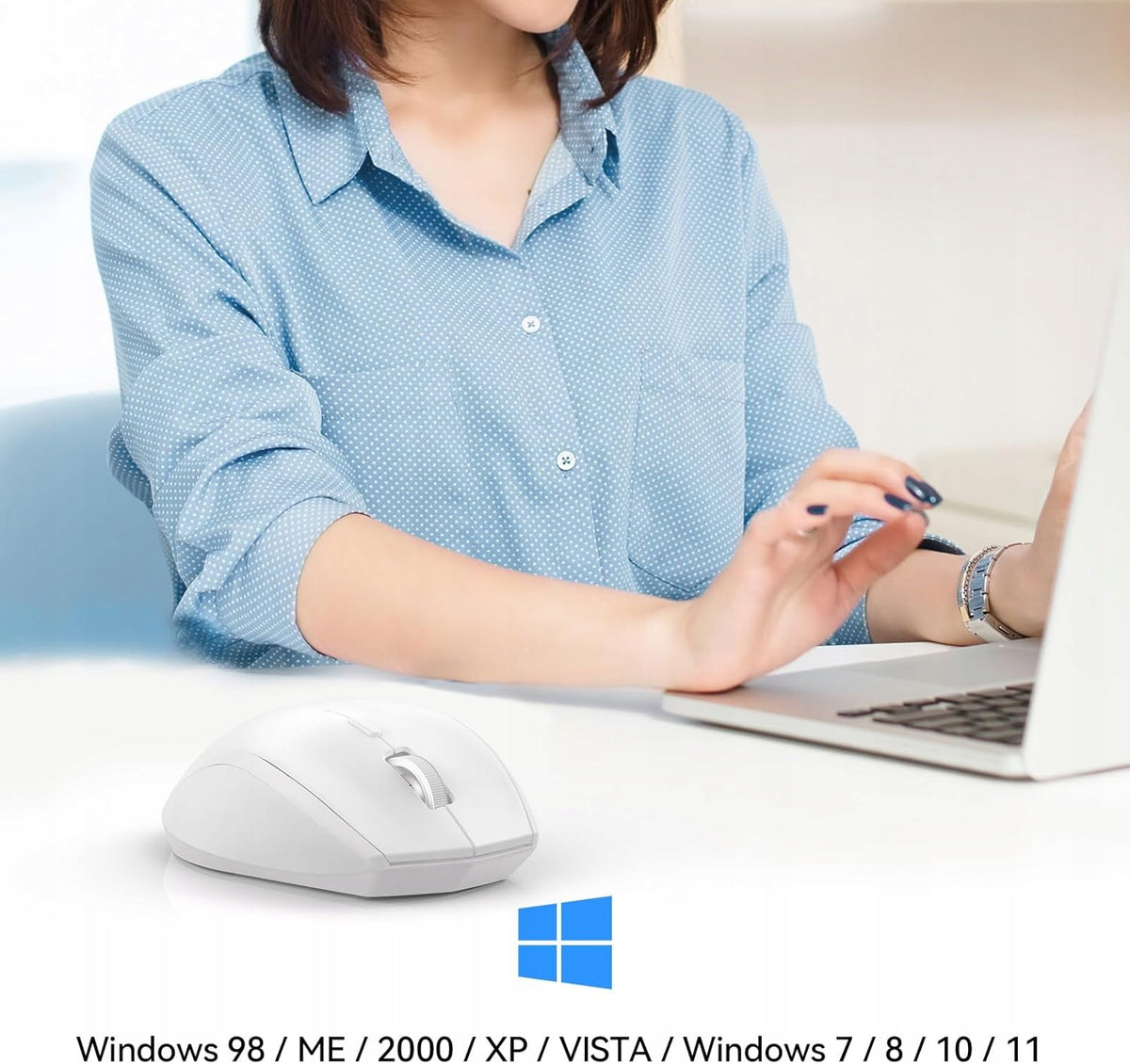 Wireless Mouse For Computer Bluetooth 3200DPI White Color white