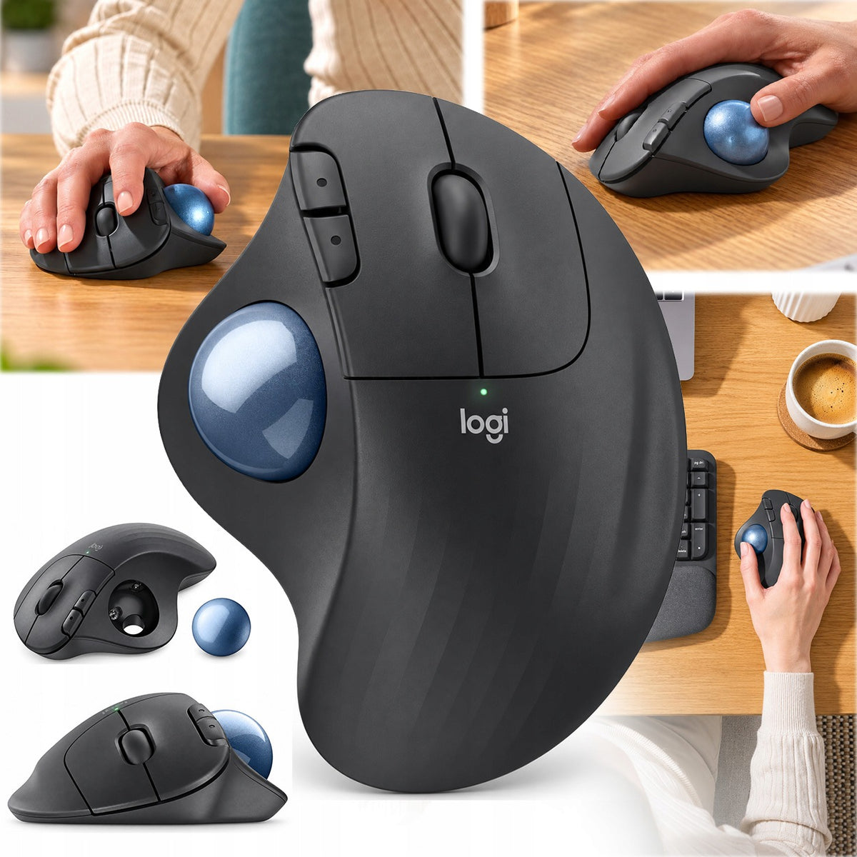 Wireless Mouse Logitech ERGO M575 Trackball Bluetooth RF 2000 DPI