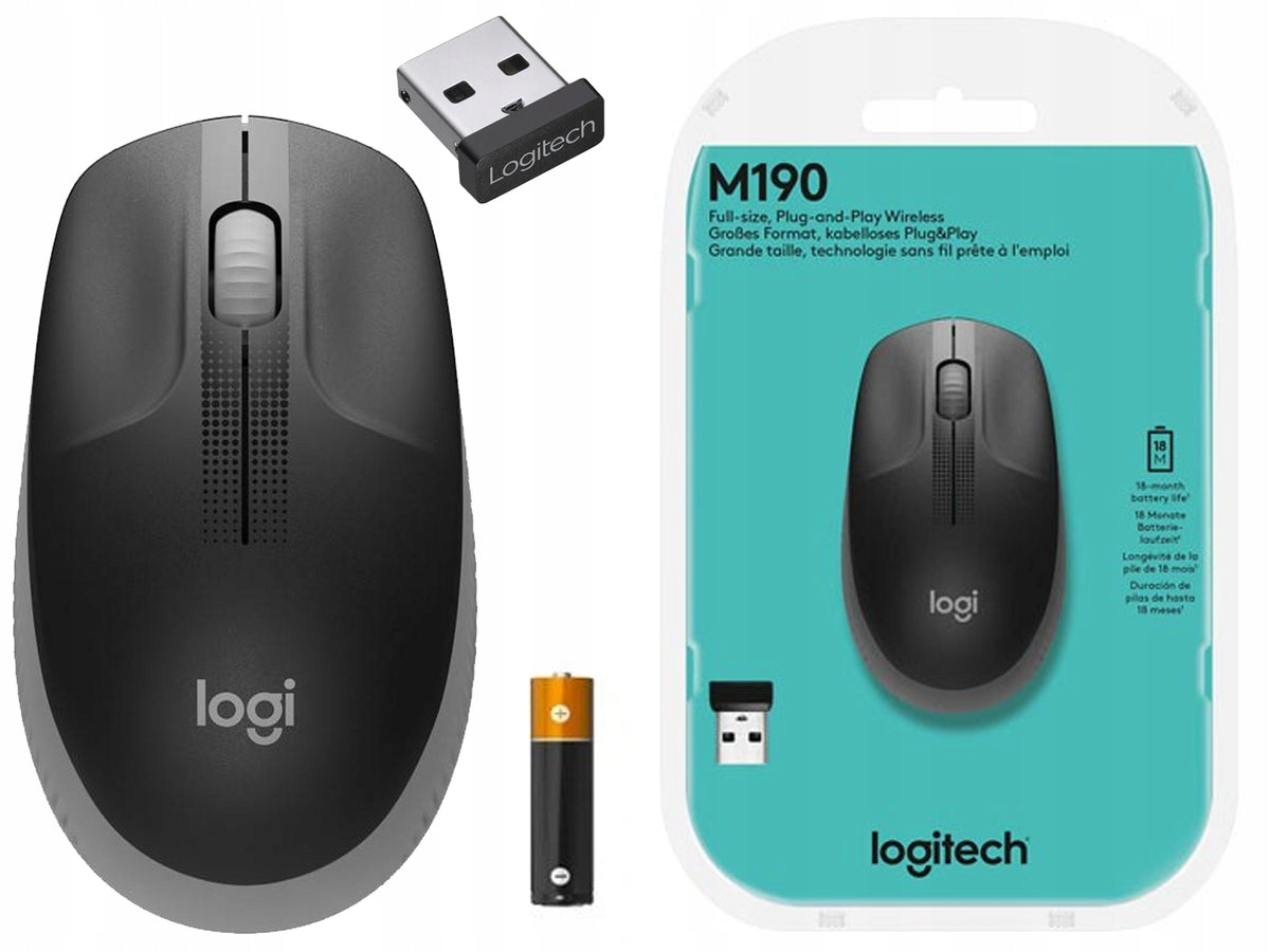 Wireless Mouse Logitech M190 Black-Grey 1000DPI