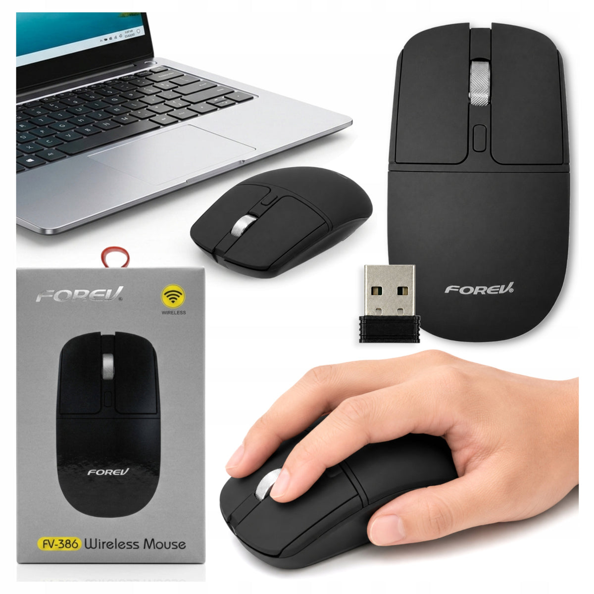 Wireless Mouse for Computer Laptop Bluetooth USB 2.4G Mouse black