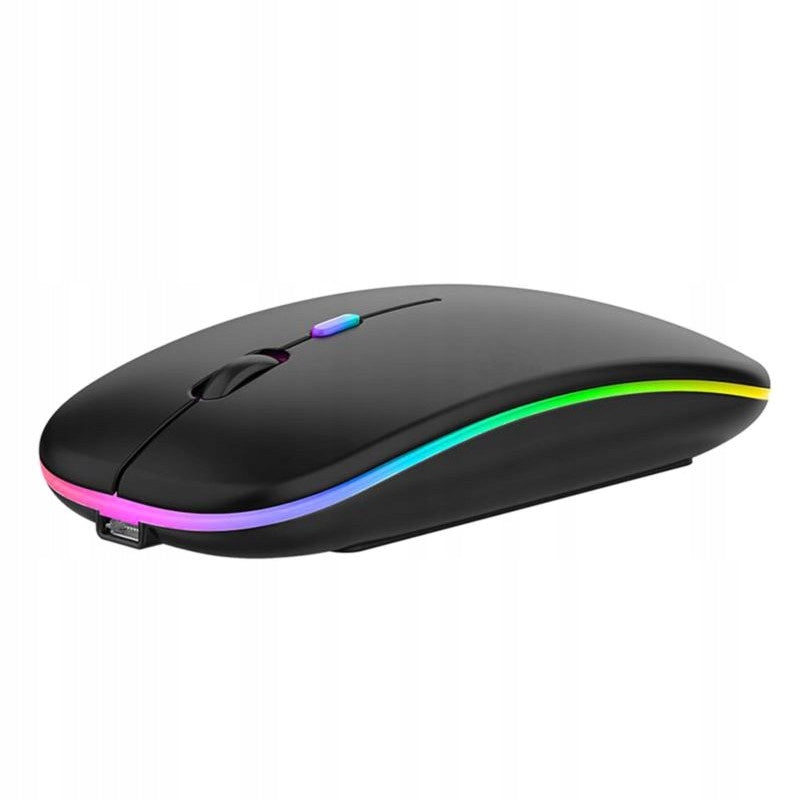 Wireless Mouse for Computer Laptop with RGB LED Backlight Black