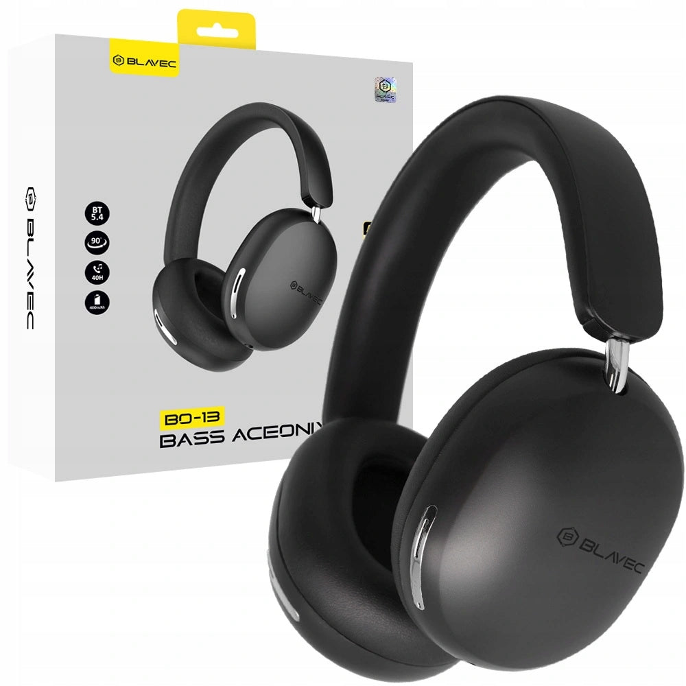 Wireless On-Ear Headphones Blavec with Bluetooth Microphone 5.4 ANC +etui