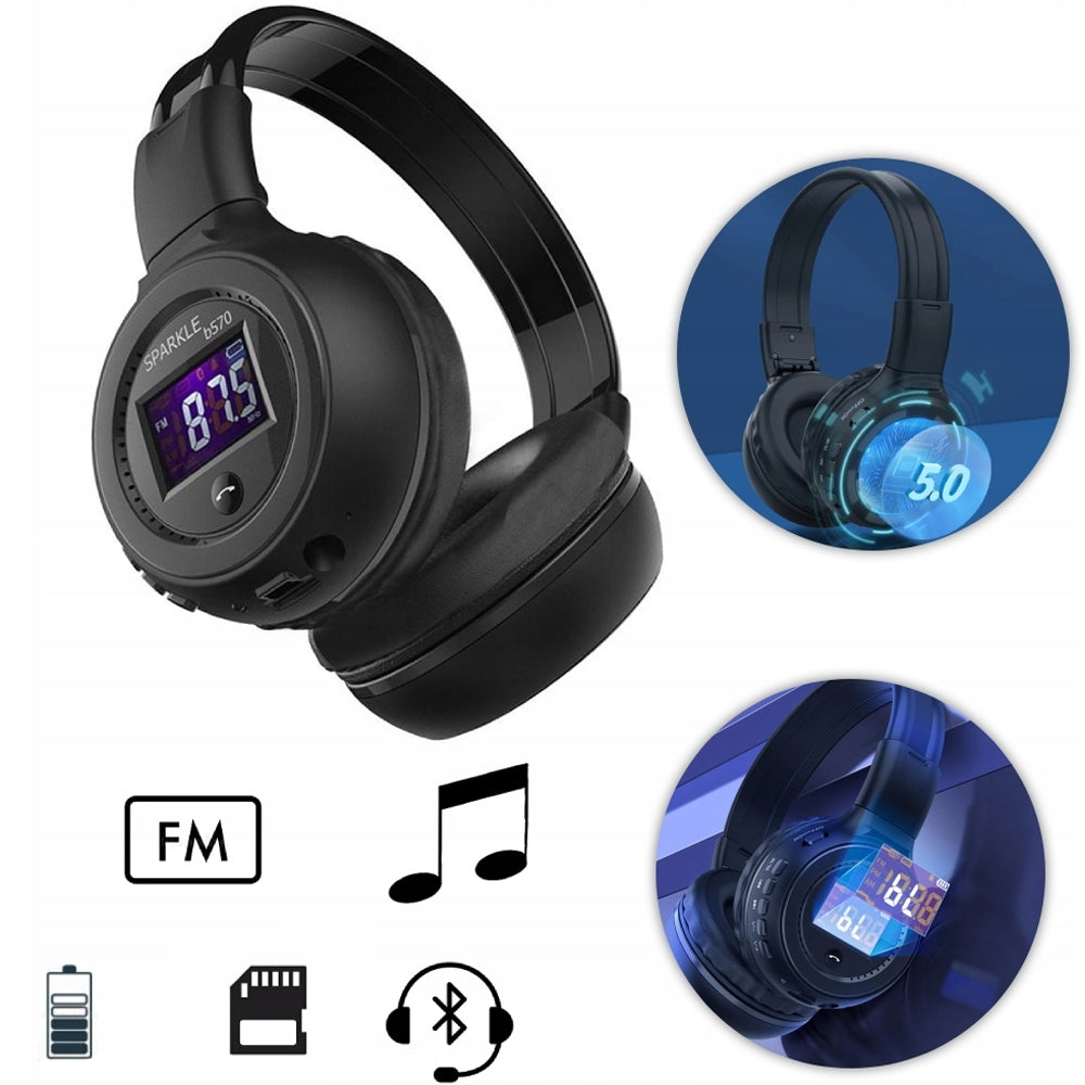 Wireless On-Ear Headphones FM Bluetooth Hi-Res ANC Black