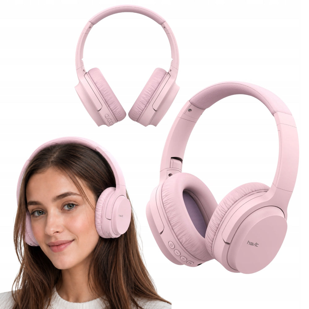 Wireless On-Ear Headphones Havit I62 (Pink) + Bluetooth 5.0, ANC 40h