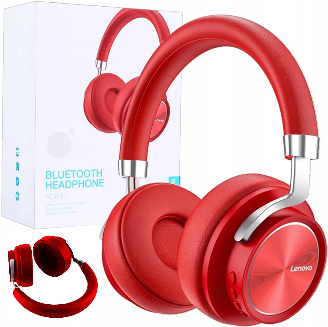 Wireless On-Ear Headphones Lenovo HD800 Bluetooth Microphone Red