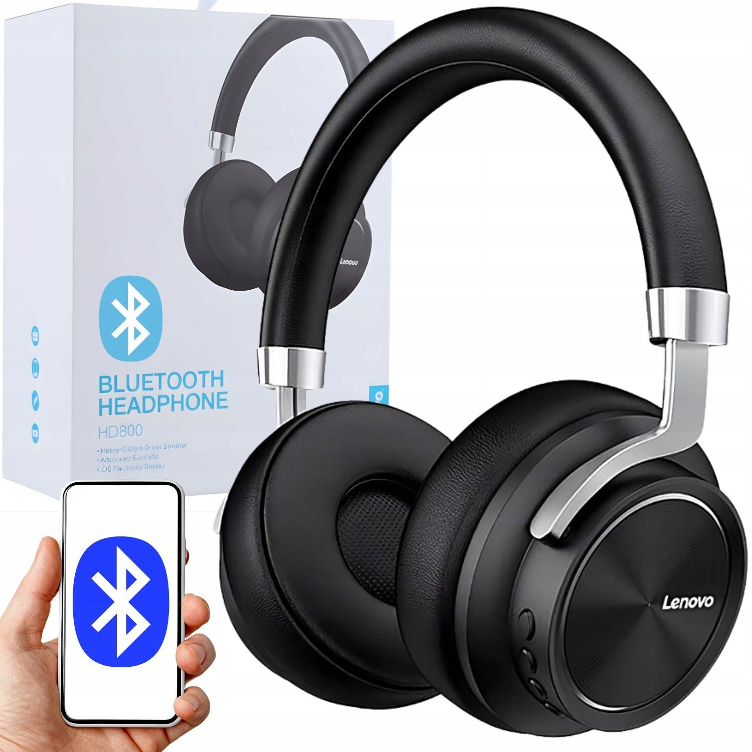 Wireless On-Ear Headphones with Microphone BLUETOOTH Lenovo HD800 BLACK