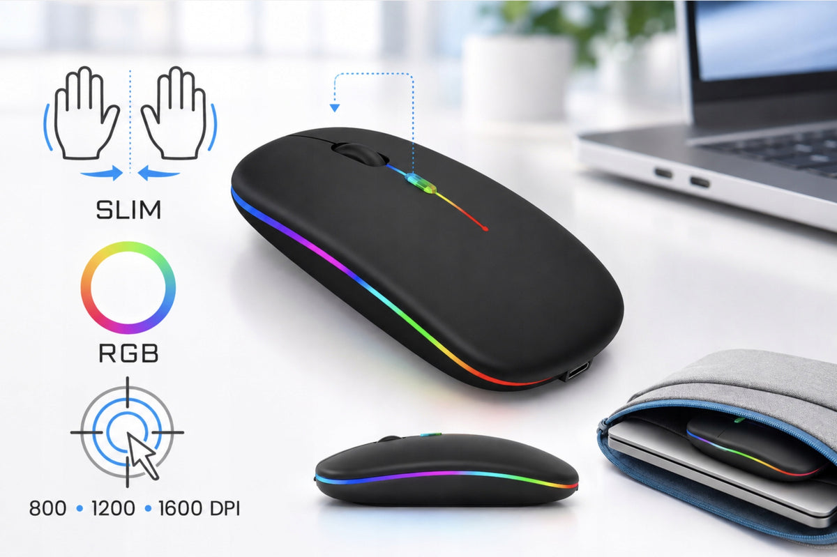 Wireless Optical Bluetooth Mouse 2.4GHz Slim RGB Laptop PC Black Manufacturer code GOED05