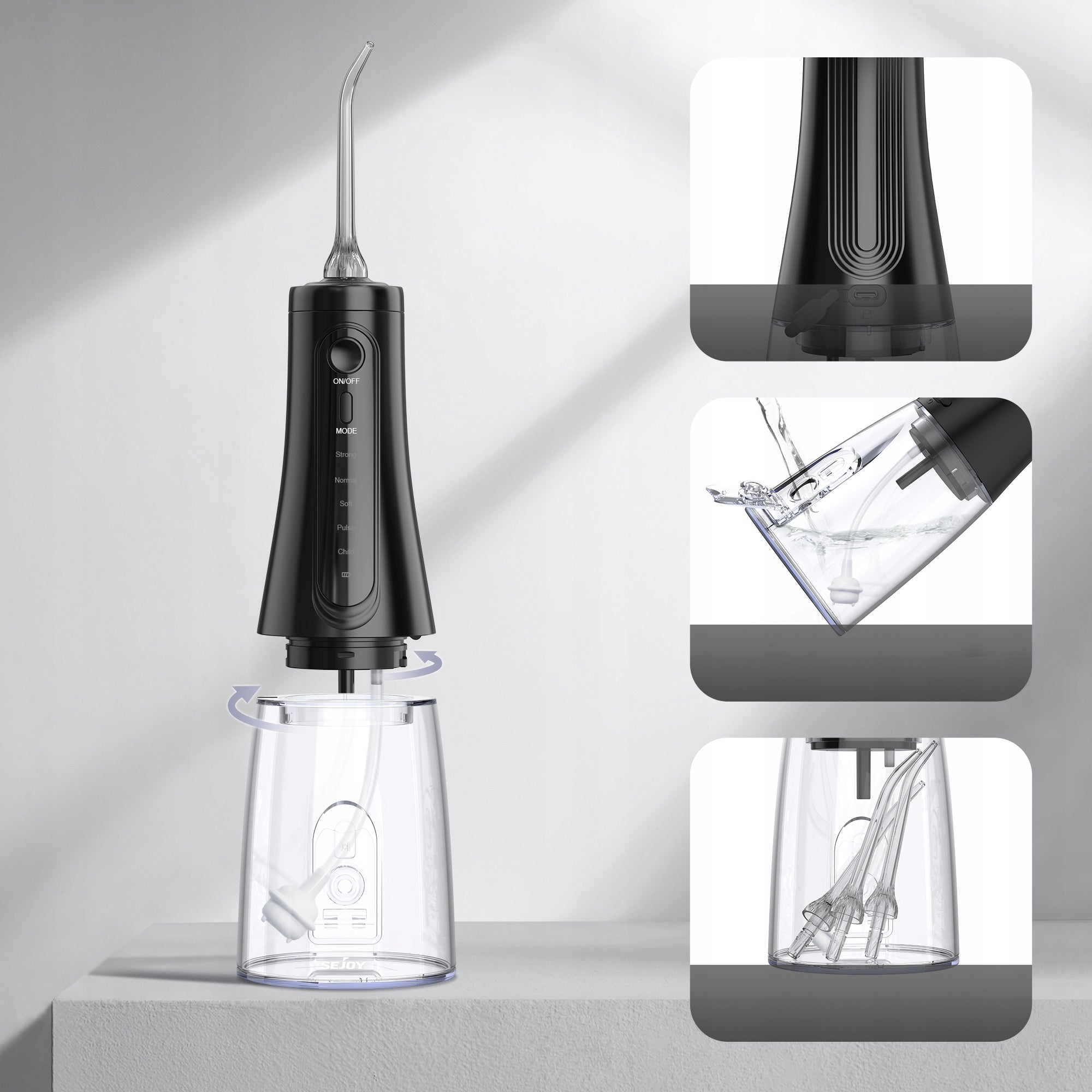 Wireless Oral Irrigator, Electric, 350 ml, IPX7 Manufacturer code CYQ-AOW11-BLA