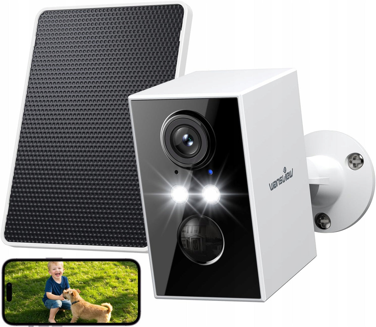 Wireless Outdoor IP Camera Wansview A1 Solar Battery, 2K, Wifi Packaging status original