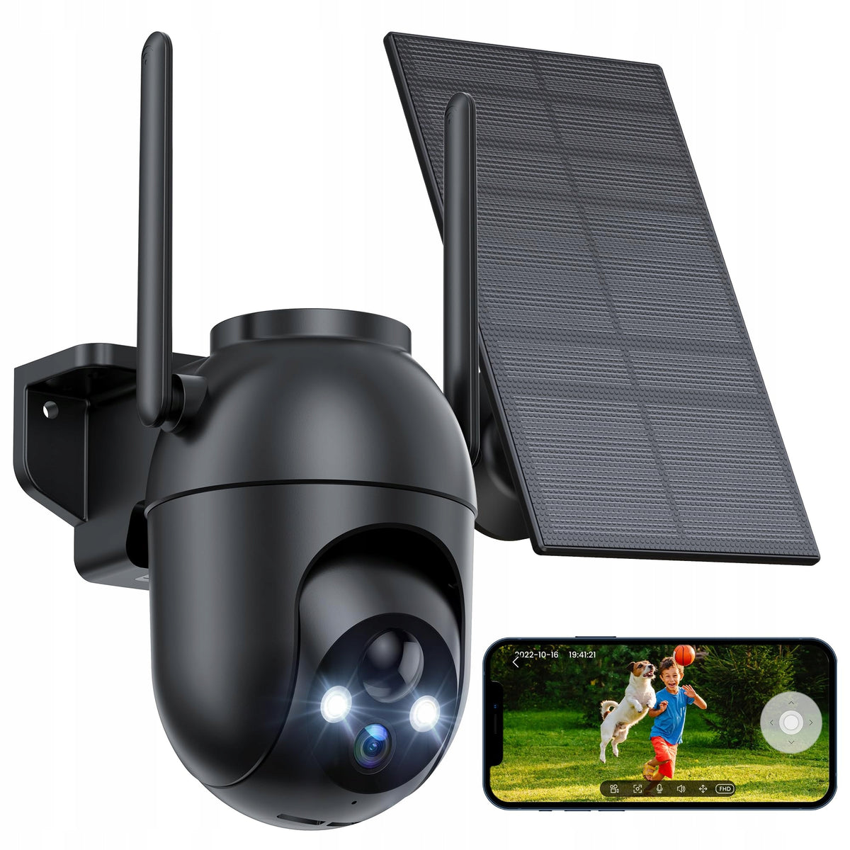 Wireless Outdoor WiFi Solar Camera 2K PTZ 360° Night Vision