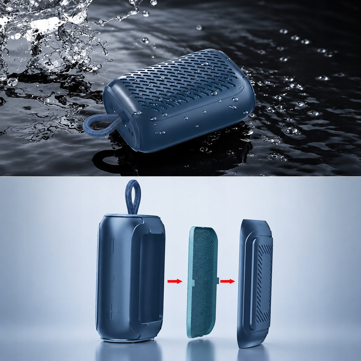 Wireless Portable Bluetooth Speaker WiseTiger EH-Q06P IPX7 BT USB C Manufacturer code Bezprzewodowy głośnik BT WiseTiger EH-Q06P