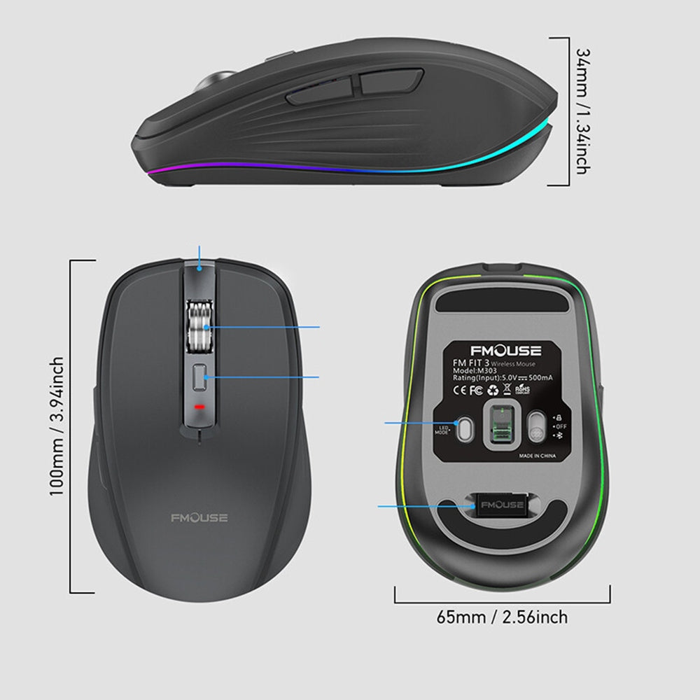 Wireless RGB Charging Gaming Mouse Dual Mode USB Manufacturer code LVER8