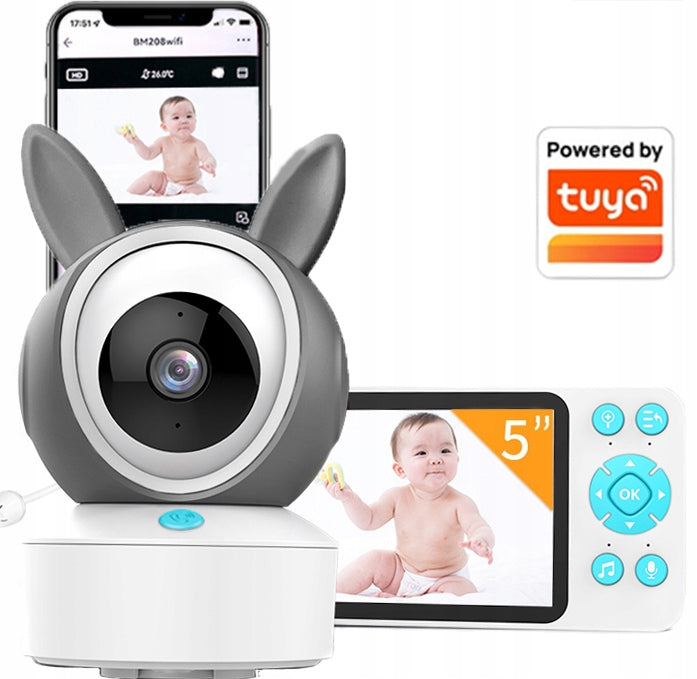 Wireless Rotating Baby Monitor Electronic FHD WIFI Camera TUYA LCD ZOOM
