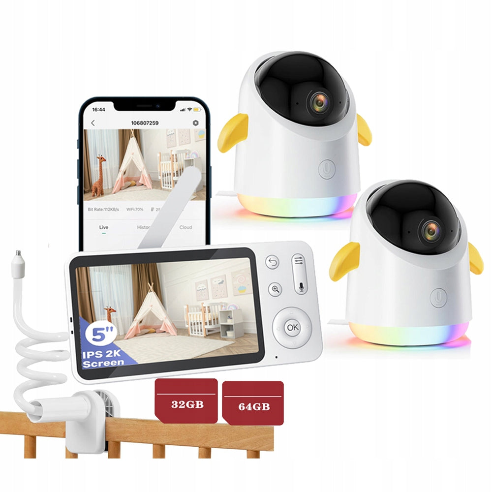 Wireless Rotating Baby Monitor HD Screen 5" LCD Camera 4x ZOOM