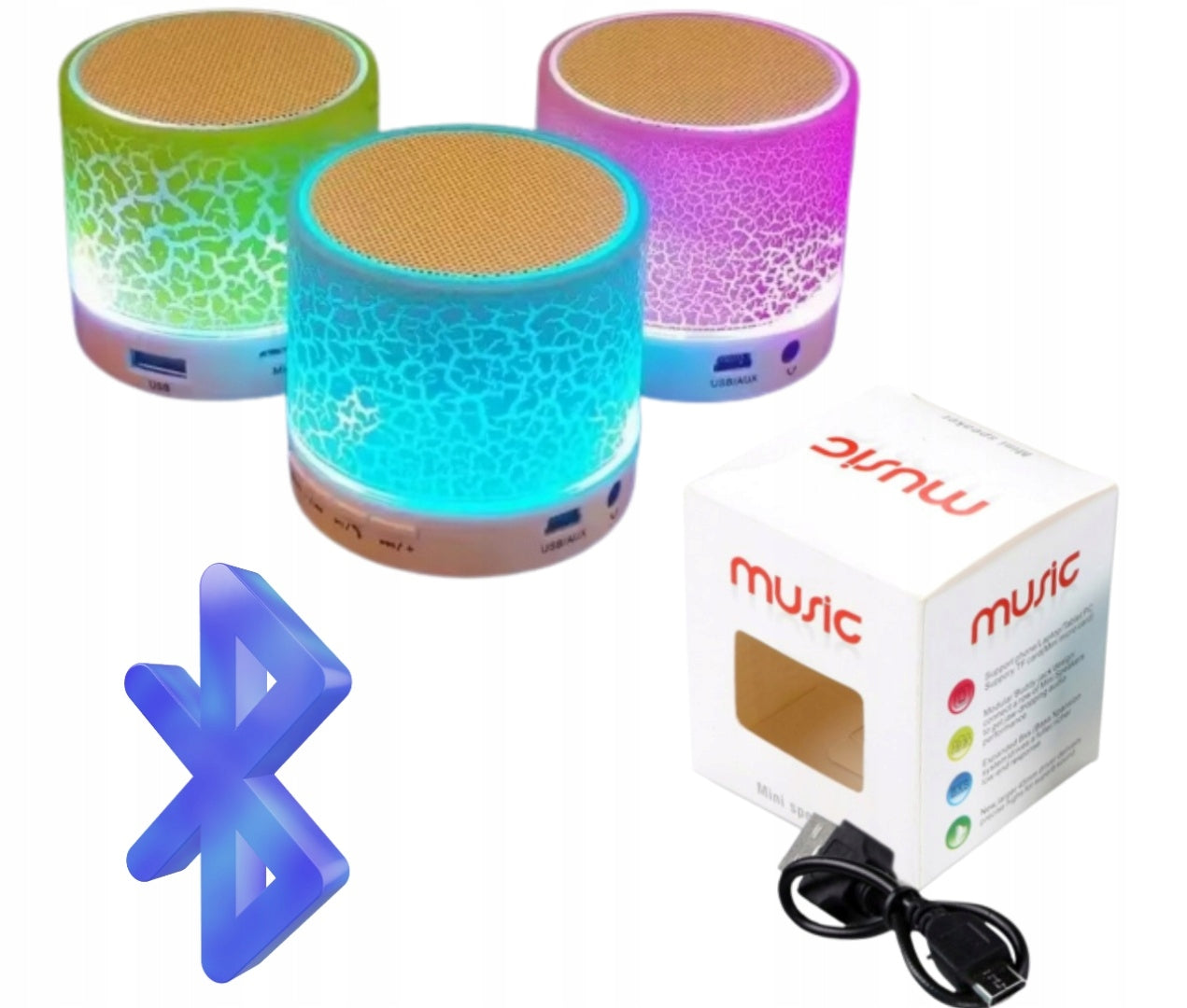 Wireless Speaker Mini Bluetooth FM Radio LED Memory Card Reader