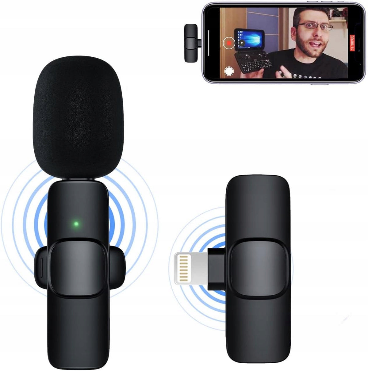 Wireless Tie Microphone for iPhone iPad Miniature Wireless