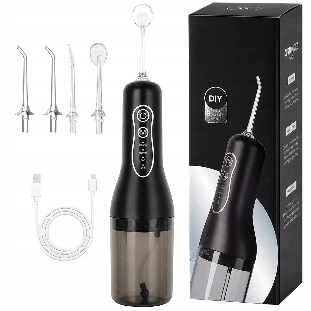 Wireless Tooth Irrigator 1800 Pulse/min with 4 Tips, Black