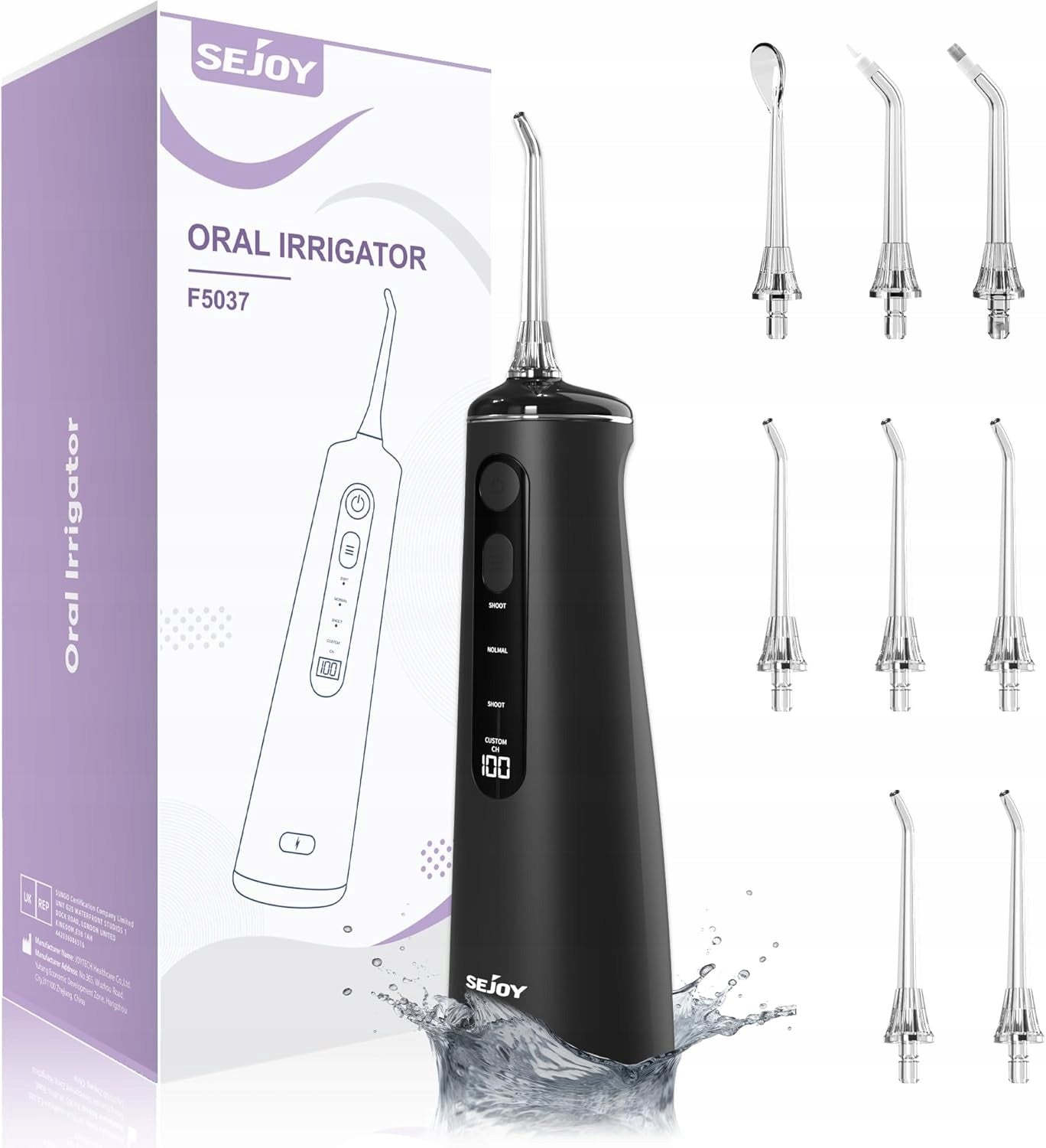 Wireless Tooth Irrigator 8 Nozzles LED 300ml IPX7 Oral Hygiene
