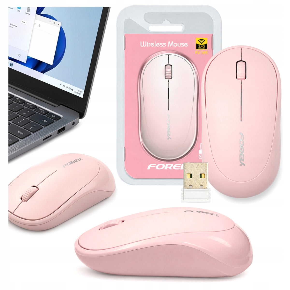 Wireless USB Mouse 2.4G Optical Mouse for Laptop Computer Pink