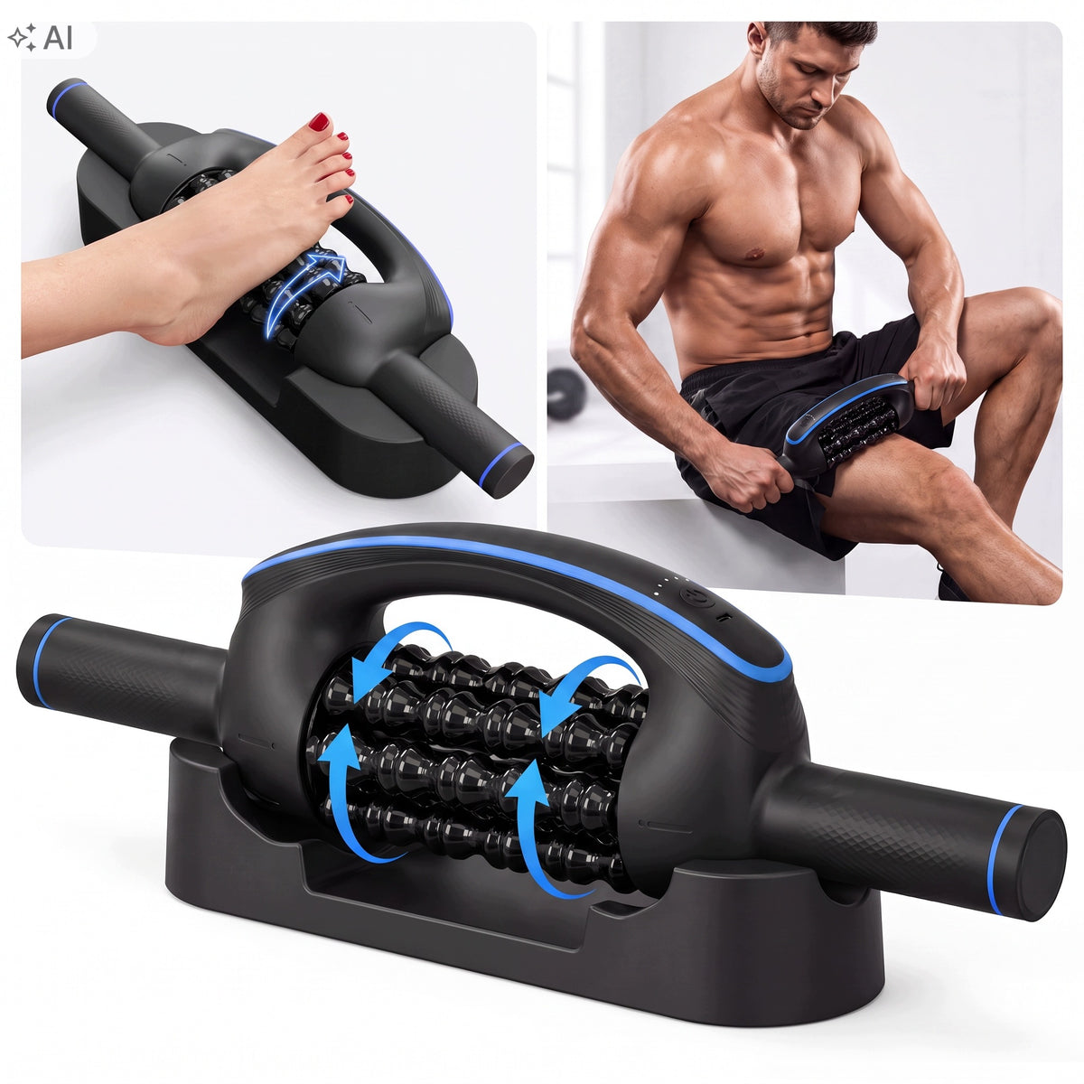 Wireless Vibration Rollmassage for Body and Feet with Rollers and Stand Medical device no