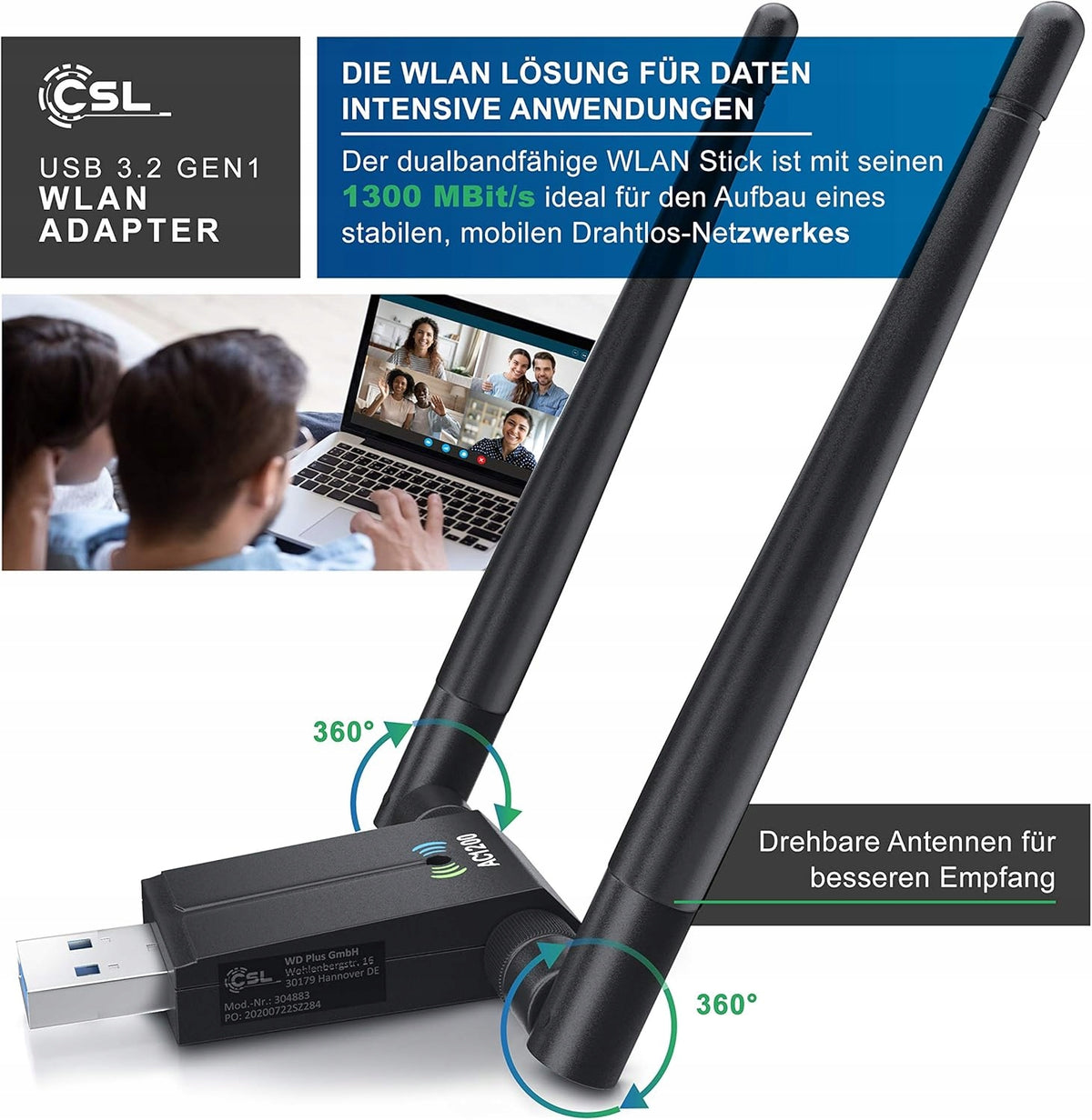 Wireless Wi-Fi Adapter CSL 304883 Manufacturer code 304883