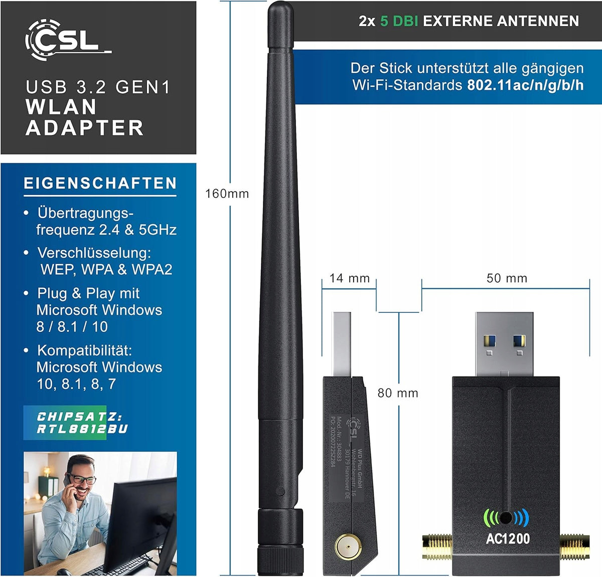 Wireless Wi-Fi Adapter CSL 304883 Packaging status original