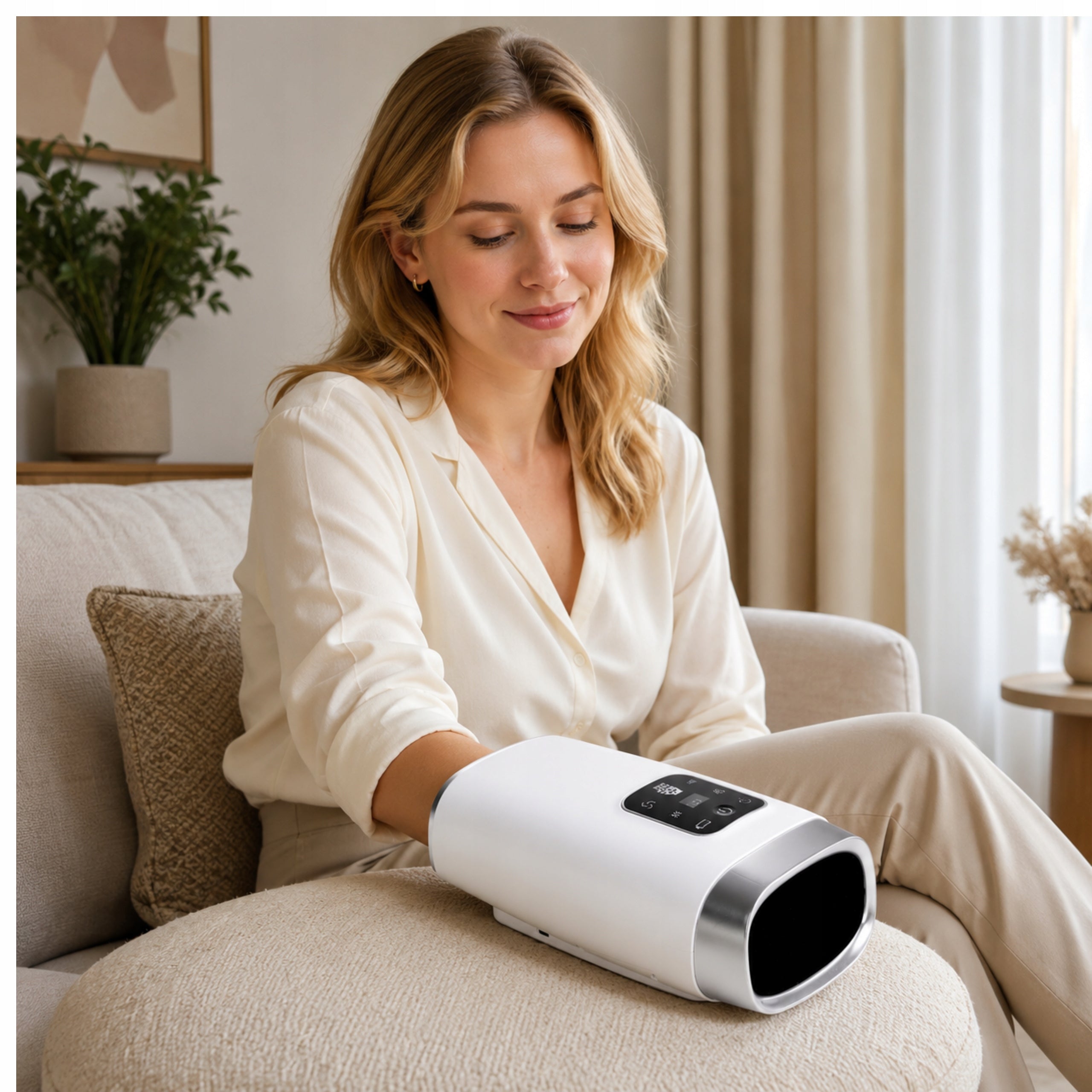 Wireless Wrist Hand Massager Compression Vibration Heating USB-C Packaging status original