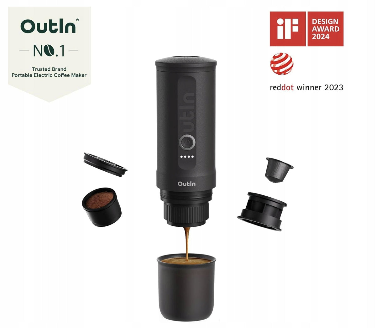 Wireless espresso machine Outin OTEM-01 NANO 90 W grey Manufacturer code OTEM-01