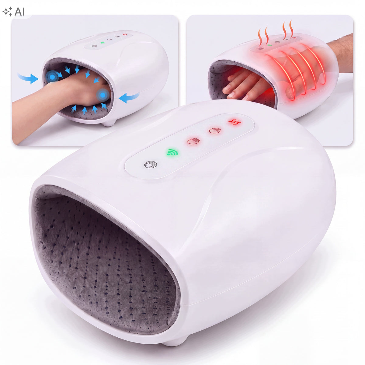Wireless hand and wrist massager hand compression and heating function