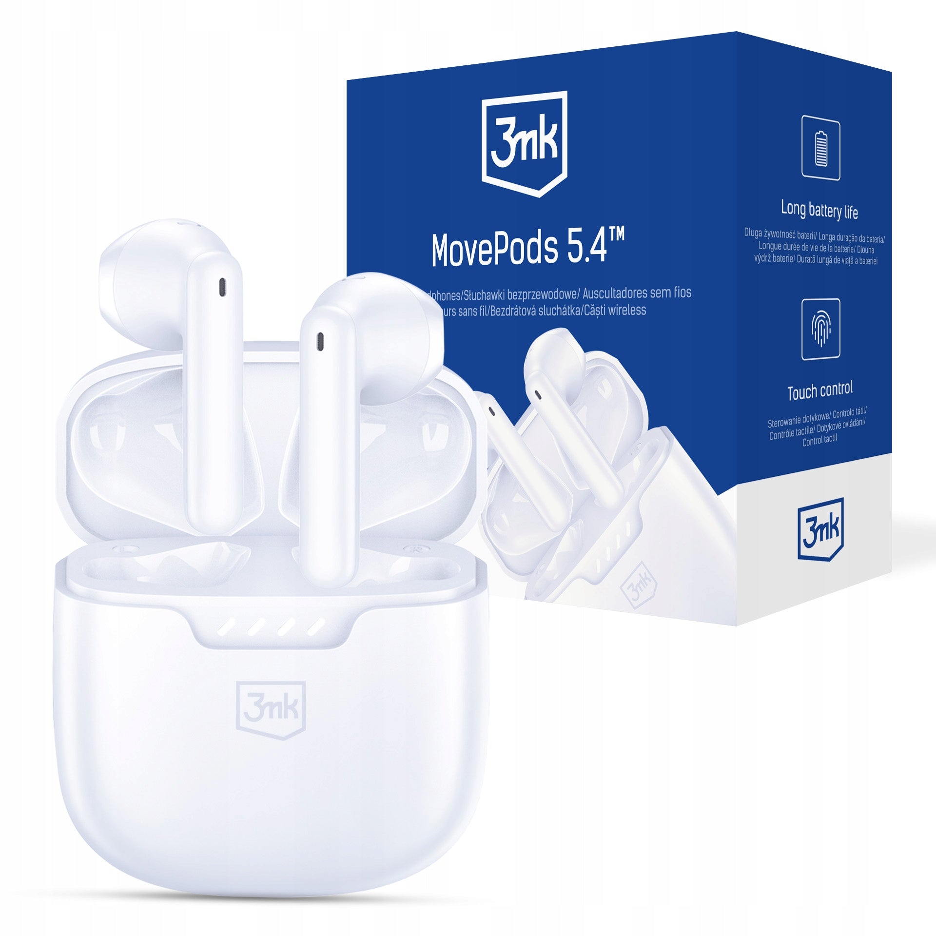Wireless headphones 3mk Movepods 5.4 white Bluetooth 5.4