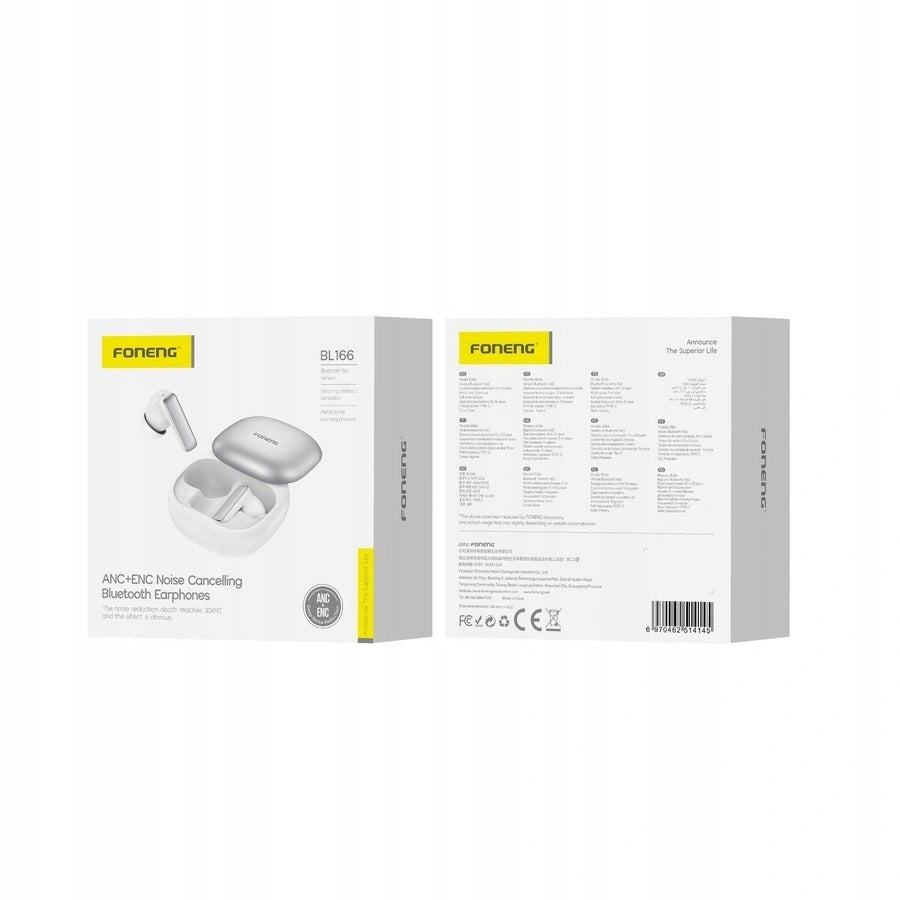 Wireless headphones FONENG BL166 ANC+ENC silver