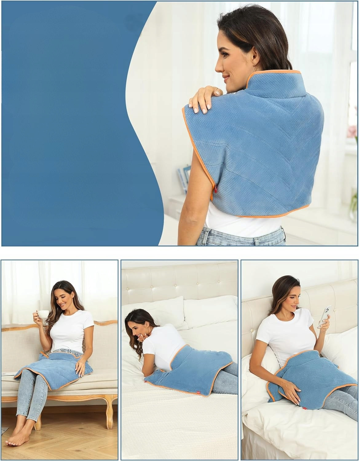 Wireless heating mat for neck and shoulders 12V massage 15000mAh Medical device no